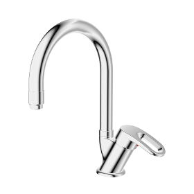 Single-lever basin mixer with movable spout