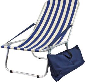 Beach lounger folds into a bag white and navy 100KG
