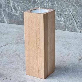 Beech tealight candle holder 50x50x150mm