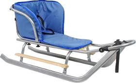 Maxi sled with footrests and mattress - silver + navy blue