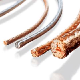 Round copper braid made from copper and copper alloys