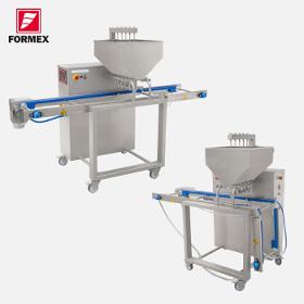 FILLING MACHINE WITH FOLDING CONVEYOR