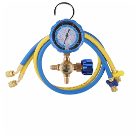 Refrigerant Part Valve Gauge, Red Yellow Blue Hose Set Pressure Control Manifold