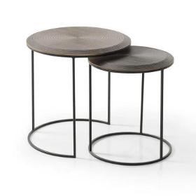 Coffee Table Round Coffee Table Set of 2 Dark Brown