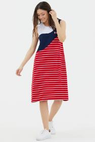 Thick strap striped dress - red