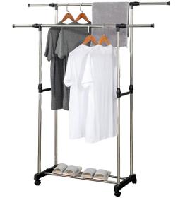 Herzberg HG-03251: Adjustable Double Rod Rolling Clothing Garment Rack