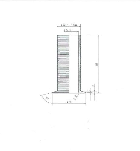 10105/4/1 - 1" Drain, diameter 32, height 80 without without conical connection