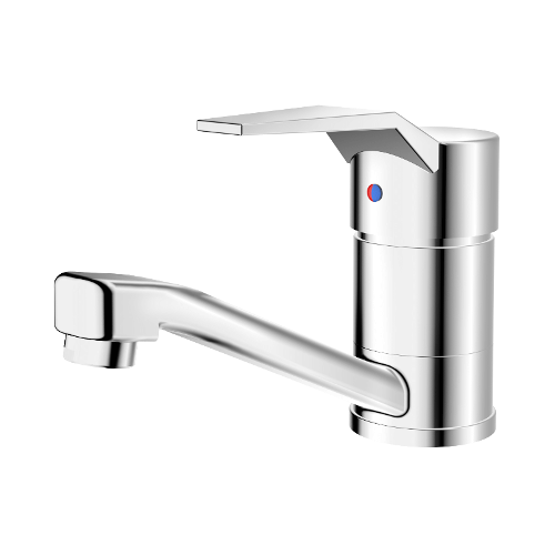 Single-lever sink mixer with movable spout