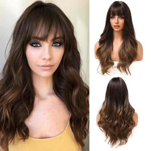 Big Wavy Long Curly Hair Black Brown Multicolor Wig