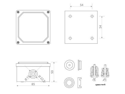 Junction box 85x85x50