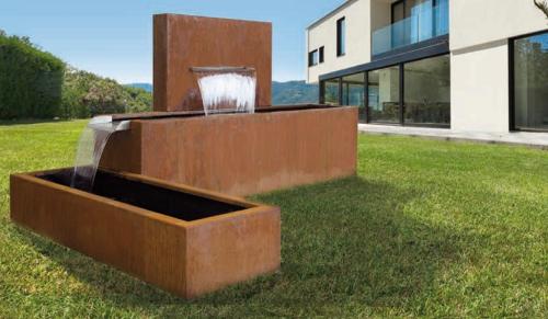 Cascades fountain AQUA LINEA corten steel rectangle