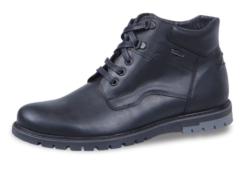 Black winter men's boots with metal logo