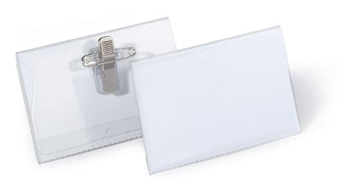 Name badge 54x90 mm with combi clip pack of 50