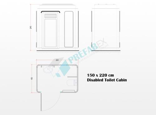 150x220 Disabled Toilet Cabin