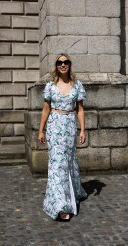 Evening Gown with colored lace