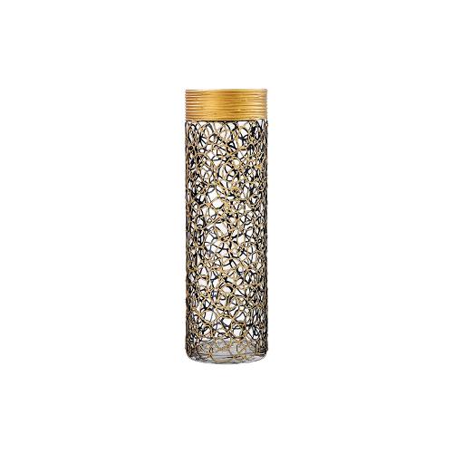 Gold infinity decorated vase | Handpainted Glass Vase for Flowers |Cylinder Vase