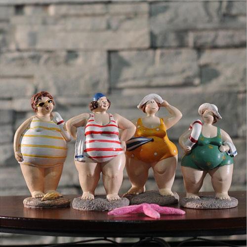 Custom resin bikini fat lady figurines