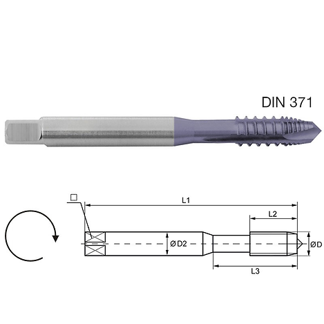 MACHINE Tap Form B, For aluminium, Metric