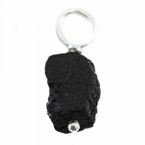 Raw Gemstone Pendant Black Tourmaline 925 Silver (8 – 12 mm)