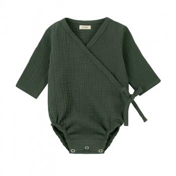 Muslin Long Sleeve Bodysuit Green