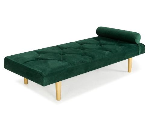 Daybed Royalty in darkgreen with golden legs, 185x75x40 cm