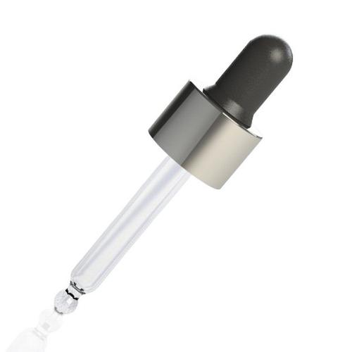 ALU Silver Night Assembled Dropper – 15 ml, Black Teat