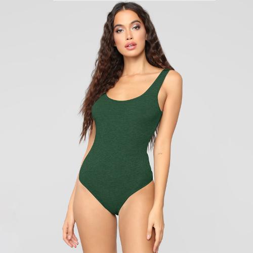 S-L Women Solid Color Knit Sleeveless Bodysuits