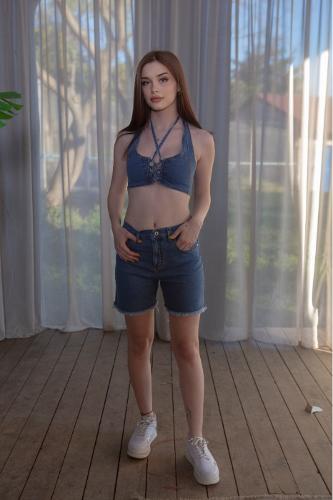 Women's Sleeveless, Backless Denim Crop Top