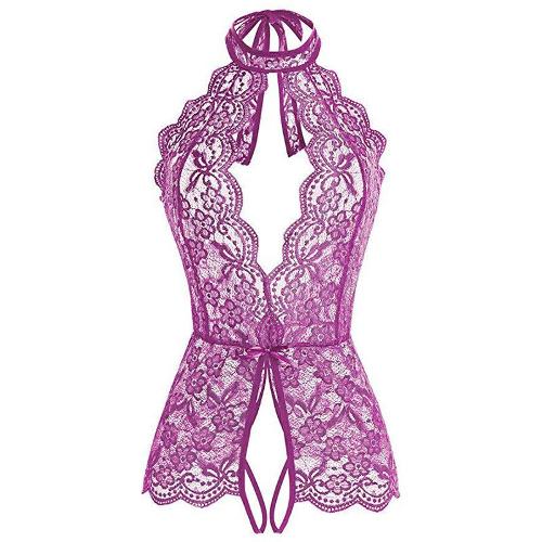 S-XXL Women Sexy Flower Pattern Lace Lingerie Bodysuit