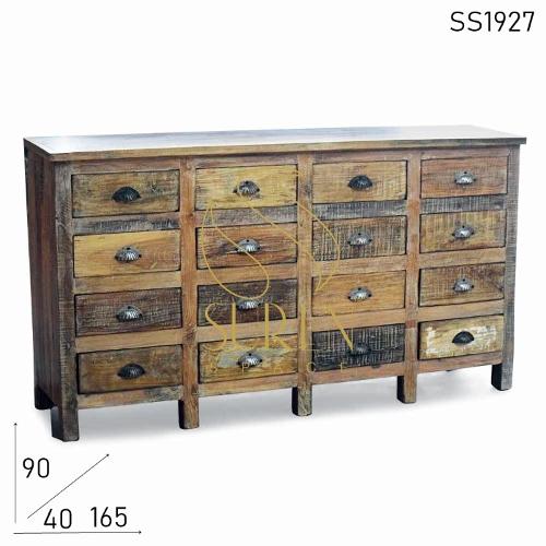 Distress Chic Design Old Wood Multi Drawer Chest of Drawer