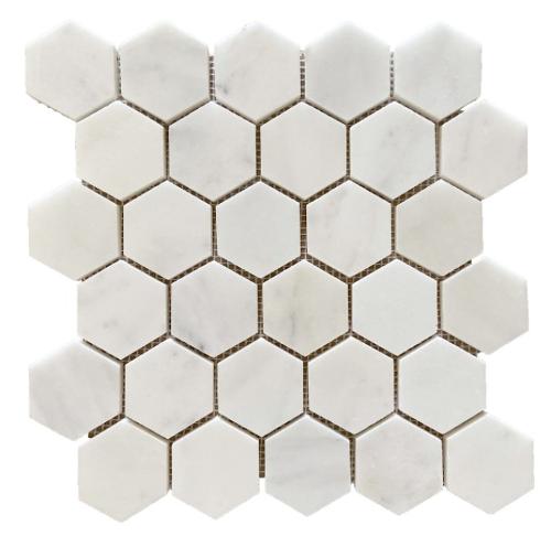 2" Hexagon Carrara Extra Honed Mosaic