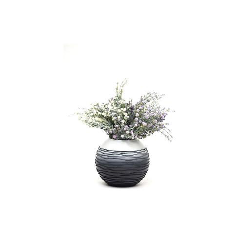 Handpainted Glass Vase for Flowers | Painted Art Glass Round Waves Vase
