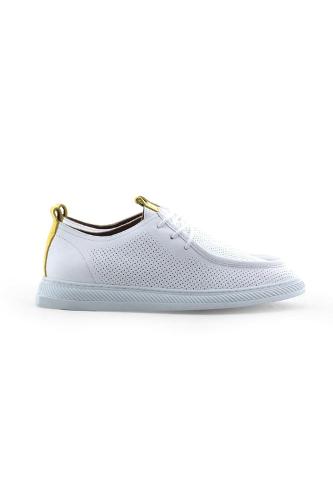 White Yellow Genuine Leather Women's Sisley Shoes