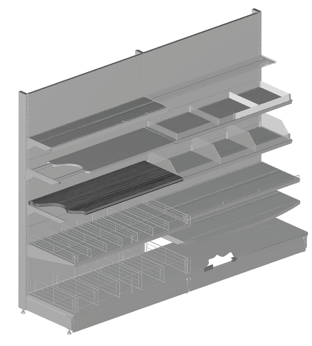 Modular shop rack systems & instore interior shelving design