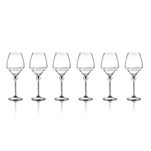 Magic Harmony Crystal & Stainless Steel White Wine Glasses, 6 pcs