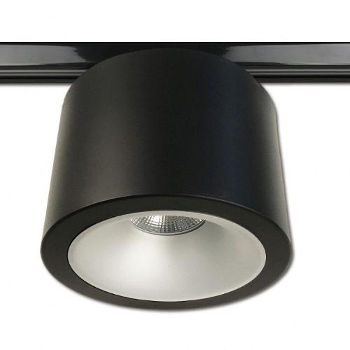 Black LED spotlight on three-phase rail 