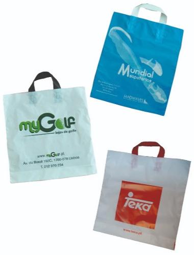 Plastic bags with soft loop handle