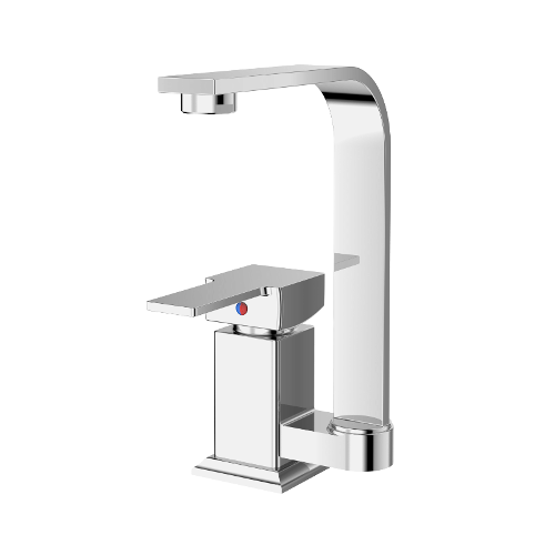 Single-lever sink mixer with movable spout