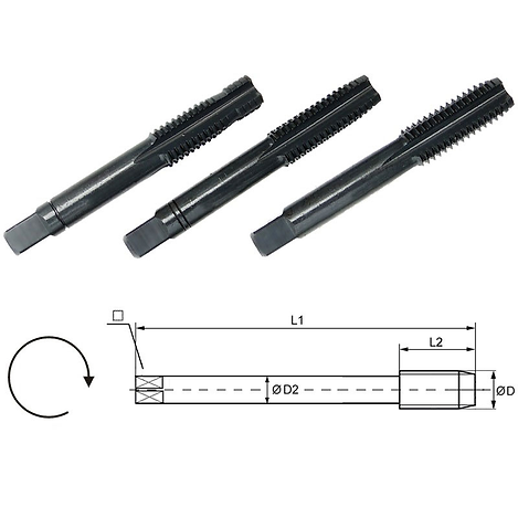 HAND Tap, For stainless steel, Metric (Set 3pcs)