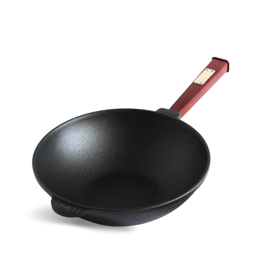 Cast iron frying pan with wooden handle Bordo WOK 2.2 l