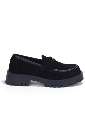 Black Suede Leather Comfort Loafer Shoes