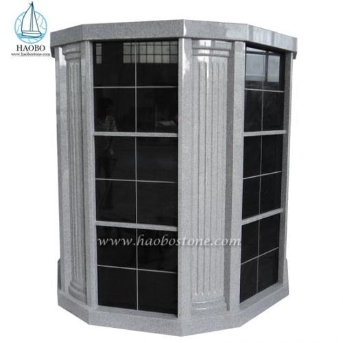 Haobo Stone Grey Granite 72 Niche Hexagonal Family Columbarium With Columns