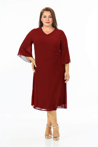Plus Size Claret Red Chiffon Dress