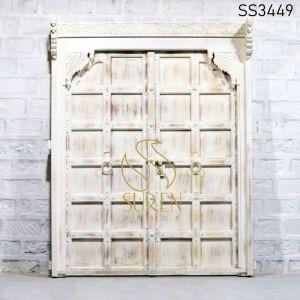 Carved White Distress Hotel Resort Door Design