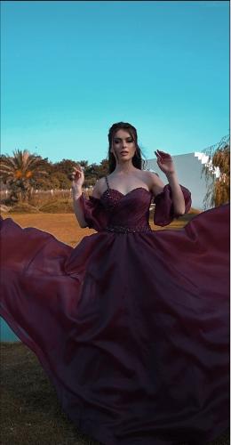 Burgundy wedding gown