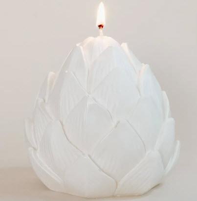 Artichoke candle - matte white (small)