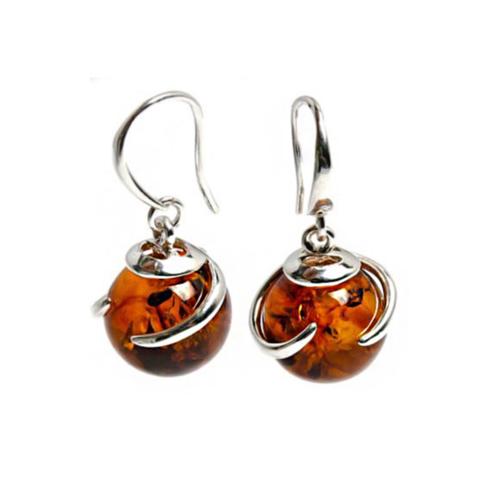 Silver earrings with amber