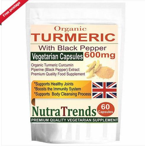 Organic Turmeric (Curcuma) 600mg real amount ,with Black Pep