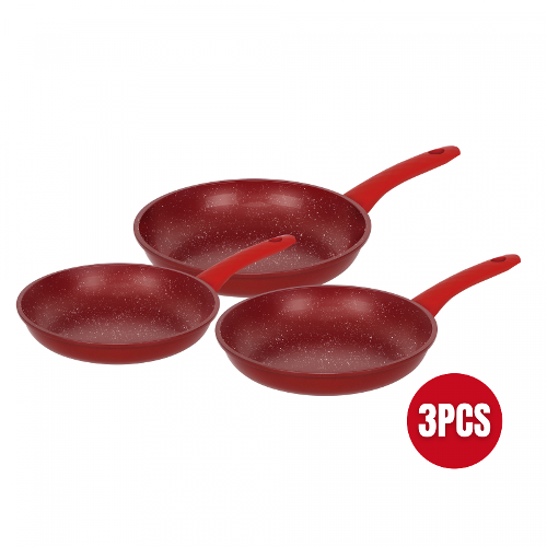 Herzberg 3 Pieces Marble Coated Forged Frying Pan Set