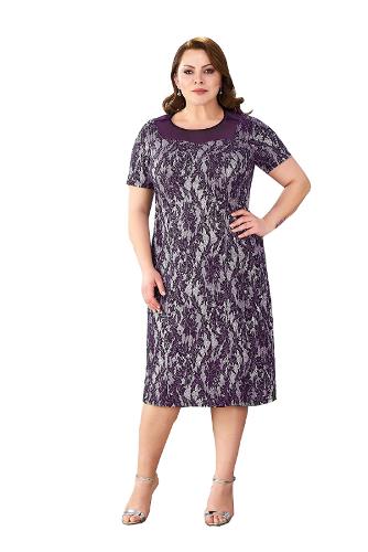 Plus Size Plum Color Lamina Lace Dress